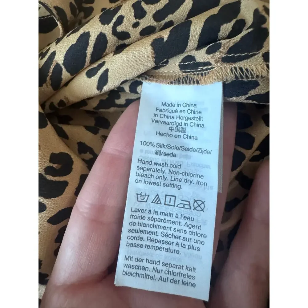 J.Crew | 100% Silk Ruffle-Front Leopard Print Blouse | Size 6
